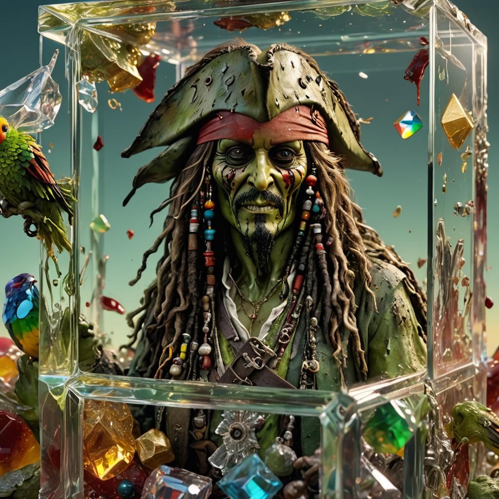 Zombie Captain Jack Sparrow in Crystal Cube