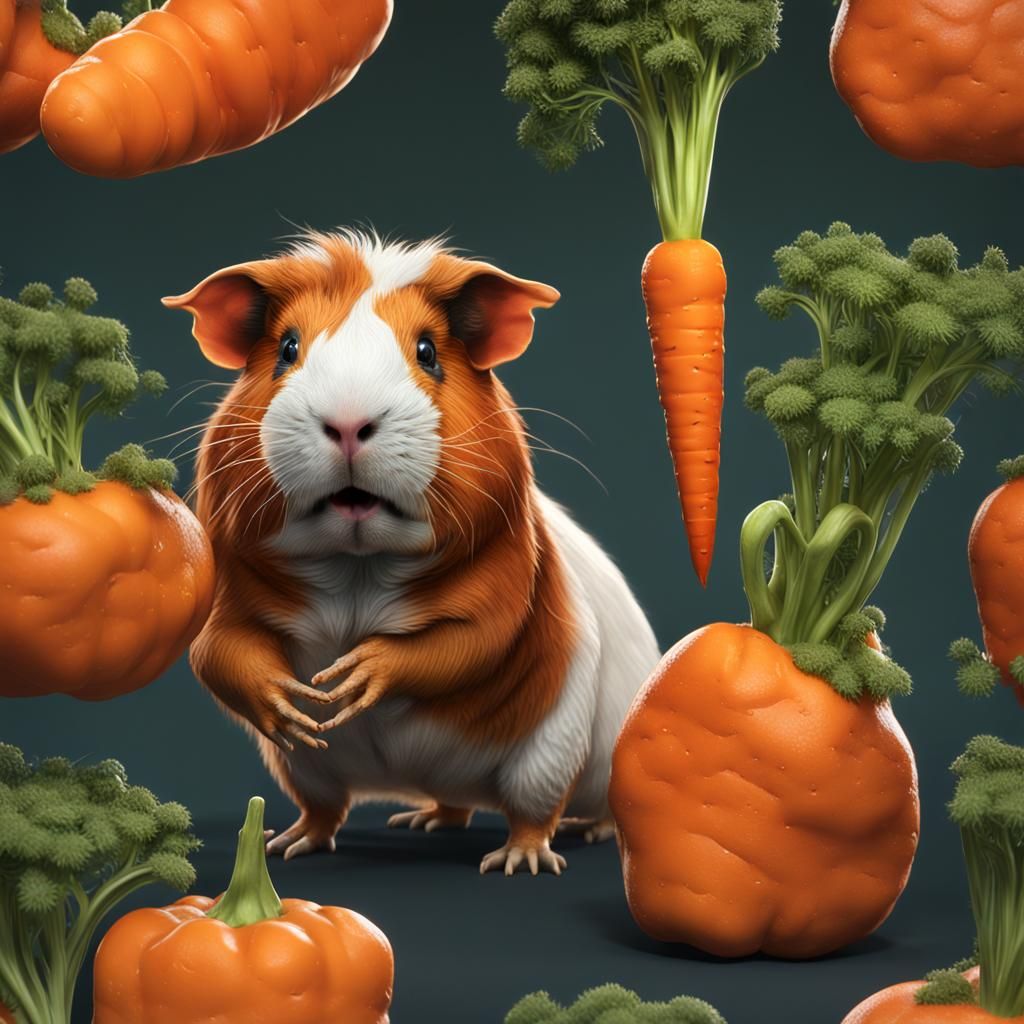 Guinea Pig Dinosaur with Carrot: Fantasy Concept Art