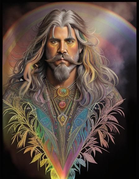 Psychedelic Walrus Man in Watercolor Style