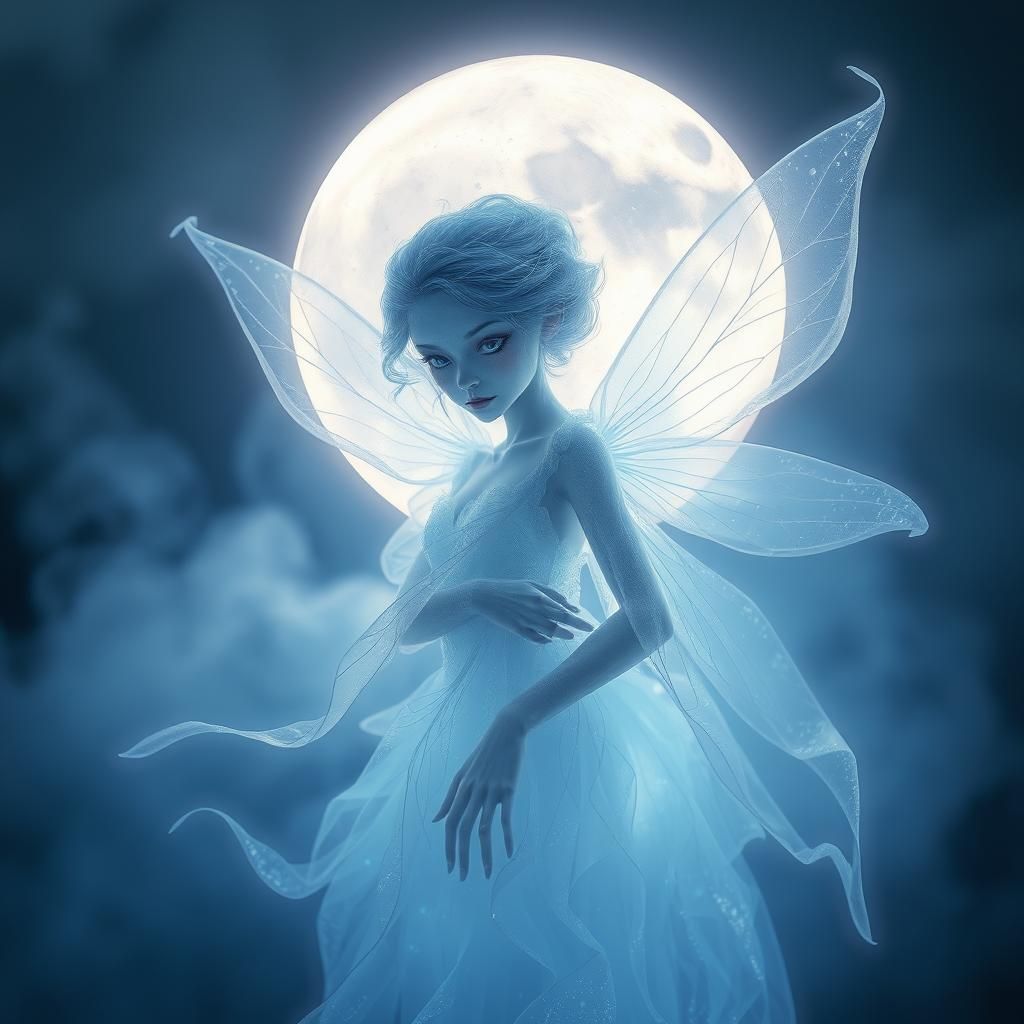 Ethereal Moon Fairy in Luminous Fog, Matte Painting