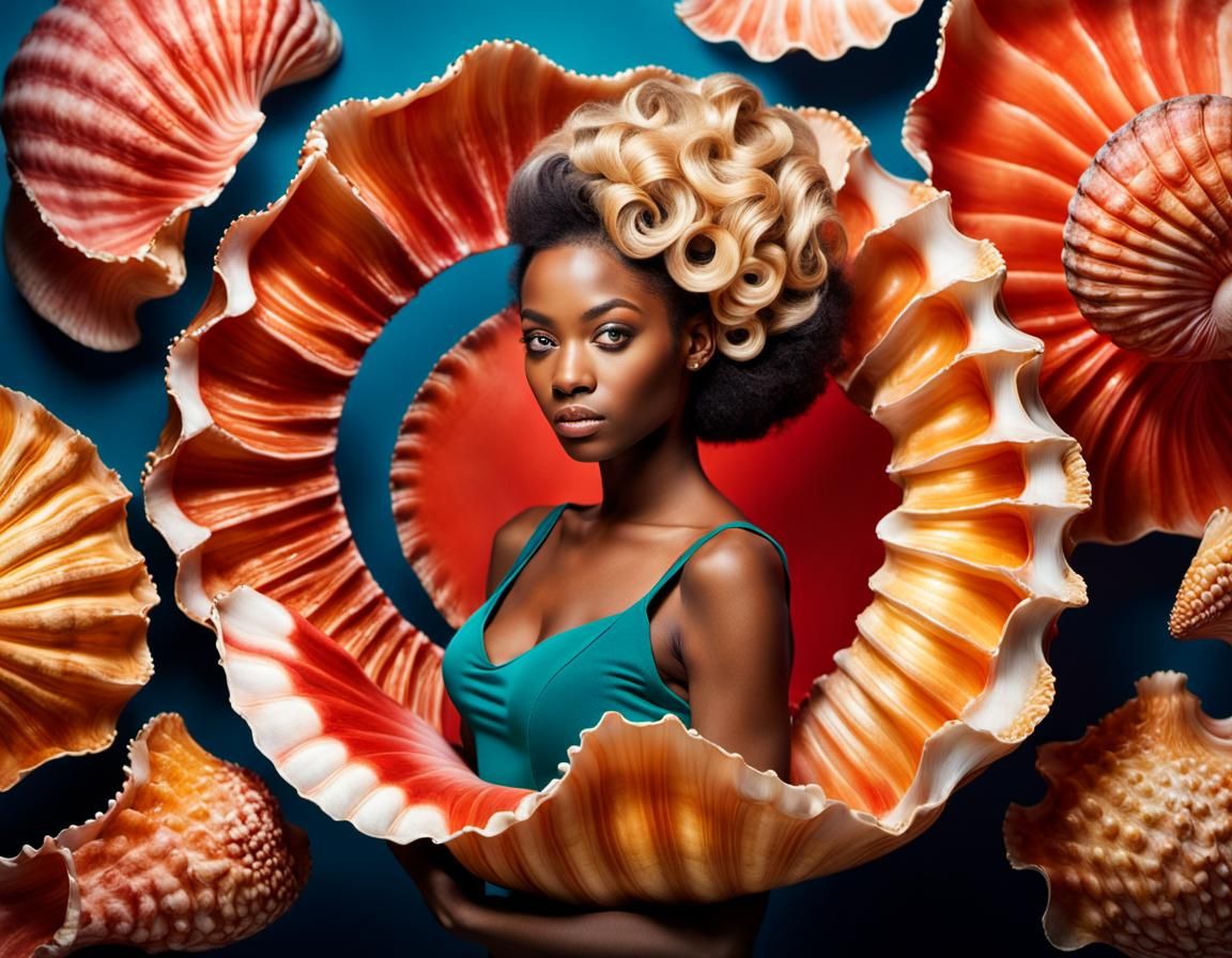 Fashionable Venus and Zephyr in a Giant Scallop Shell