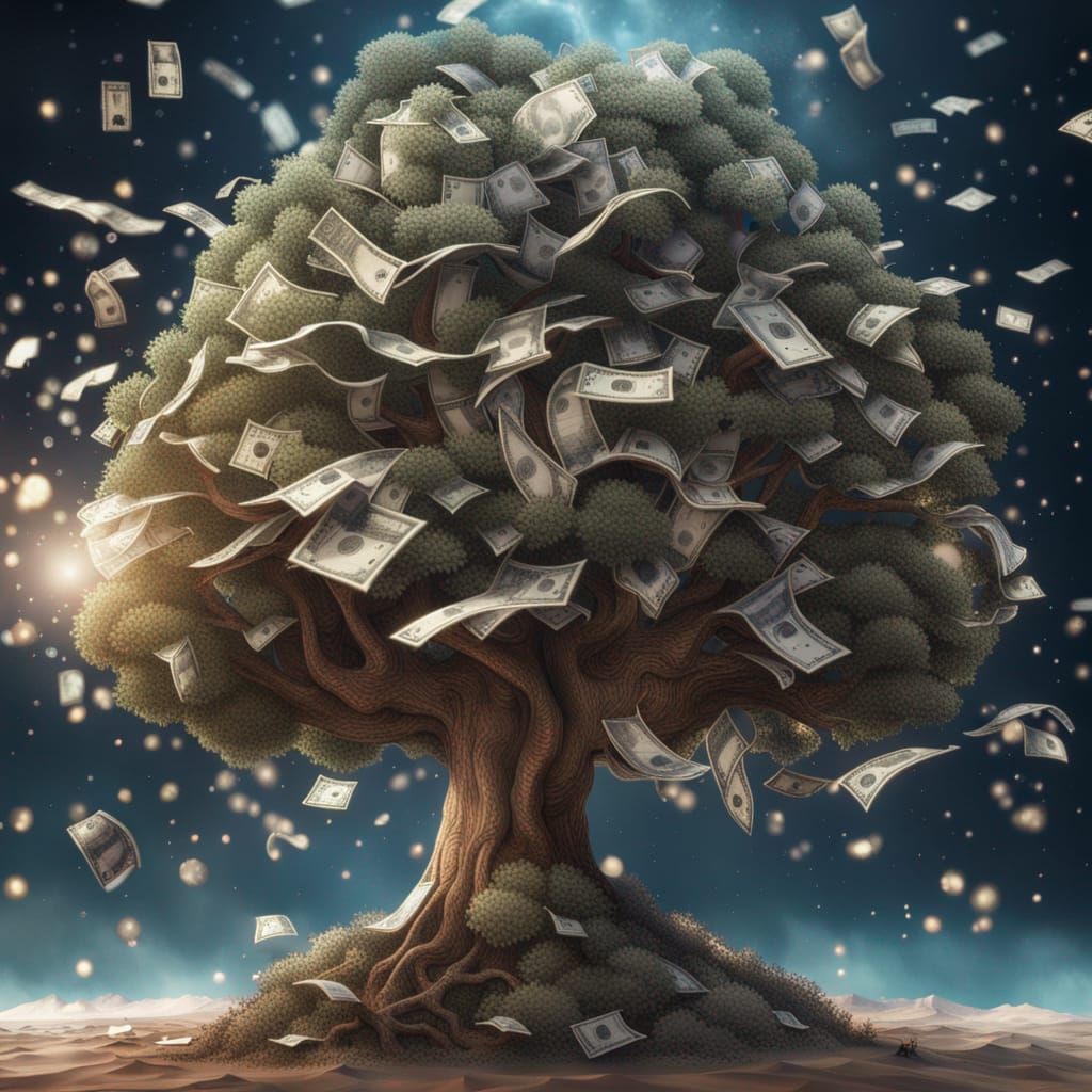 Money Tree with Galaxy and Volumetric Clouds