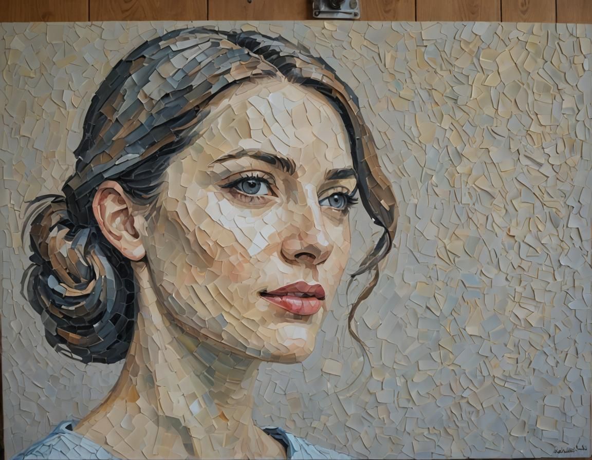 Young Woman Portrait in Impasto Style