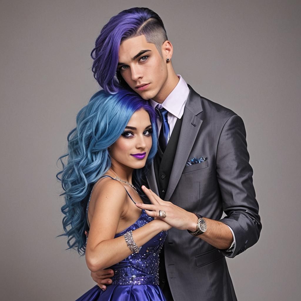 Blue-Haired Girl Dancing at Prom