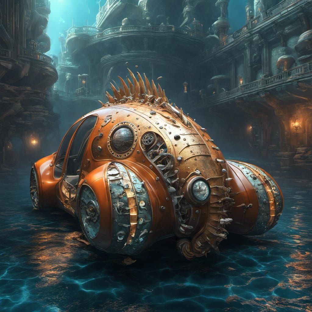 Nautilus Underwater Car Design in Fantasy Style