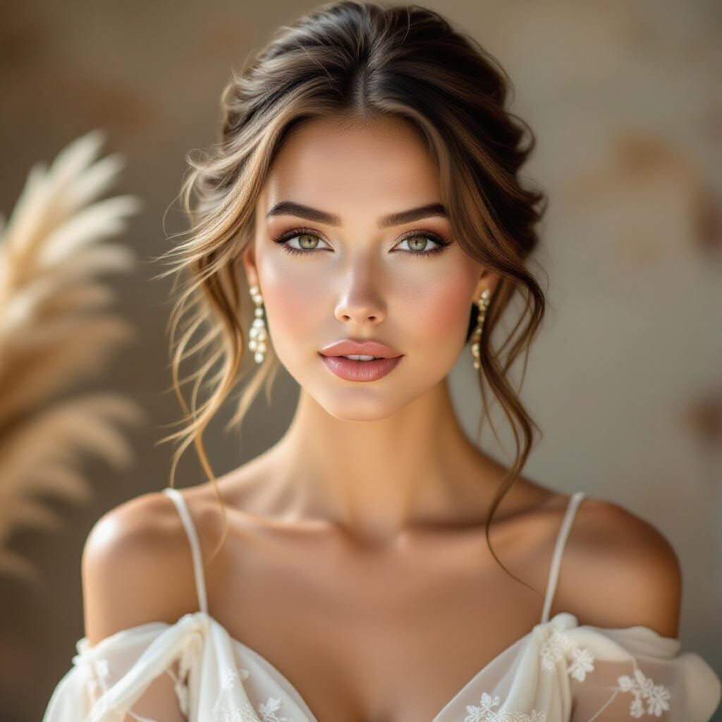 Elegant Portrait of a Beautiful Woman in Soft Lighting