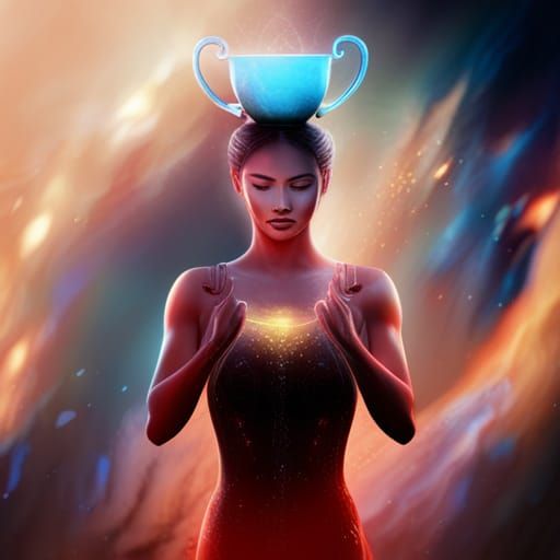 Woman's Triumphant Trophy Lift in Epic Scene