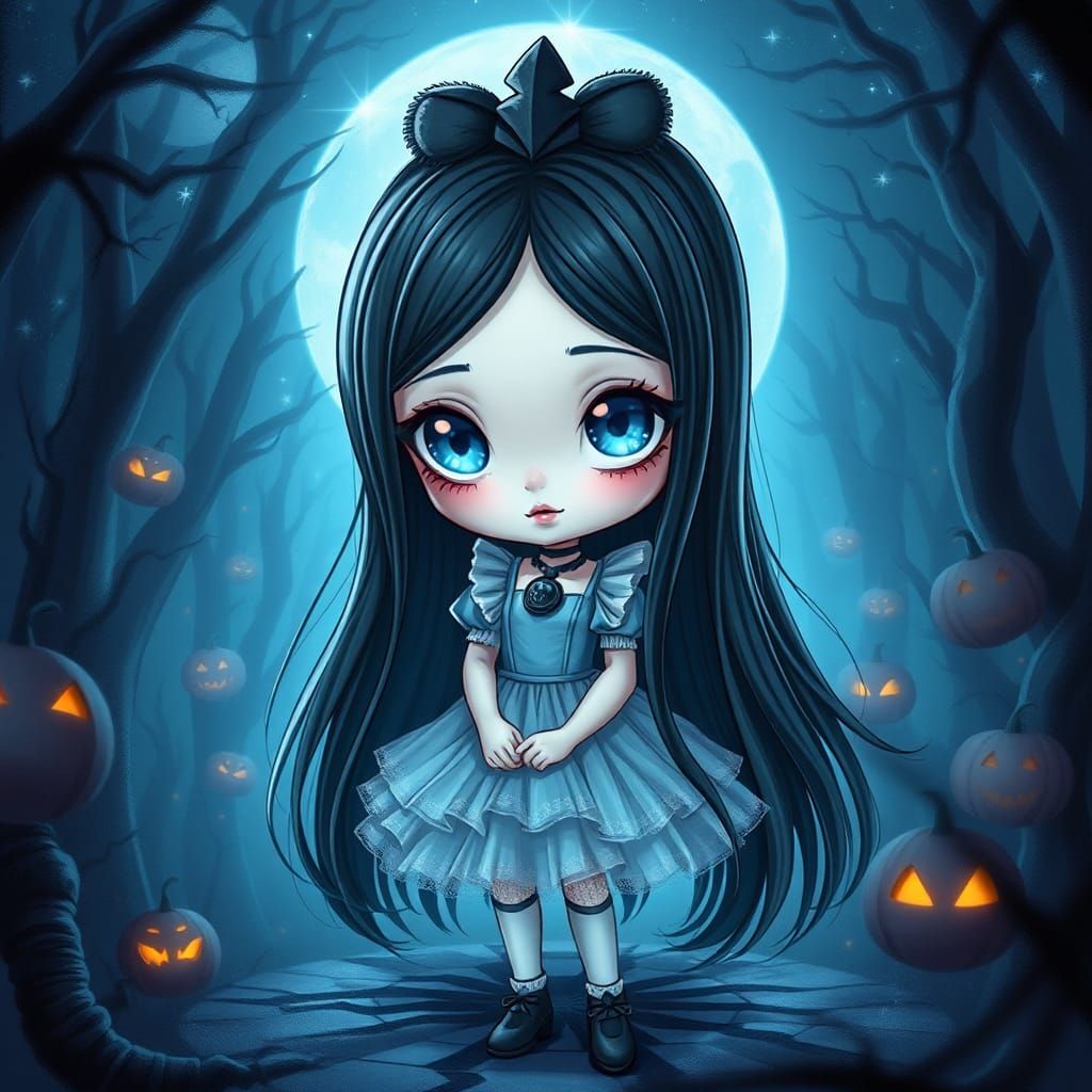 Chibi Alice in Gothic Wonderland, Digital Illustration