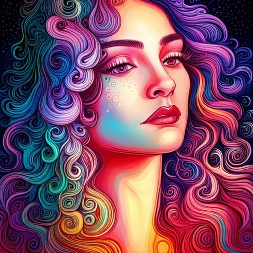 Gypsy Girl: Holographic Astral Cosmic Illustration