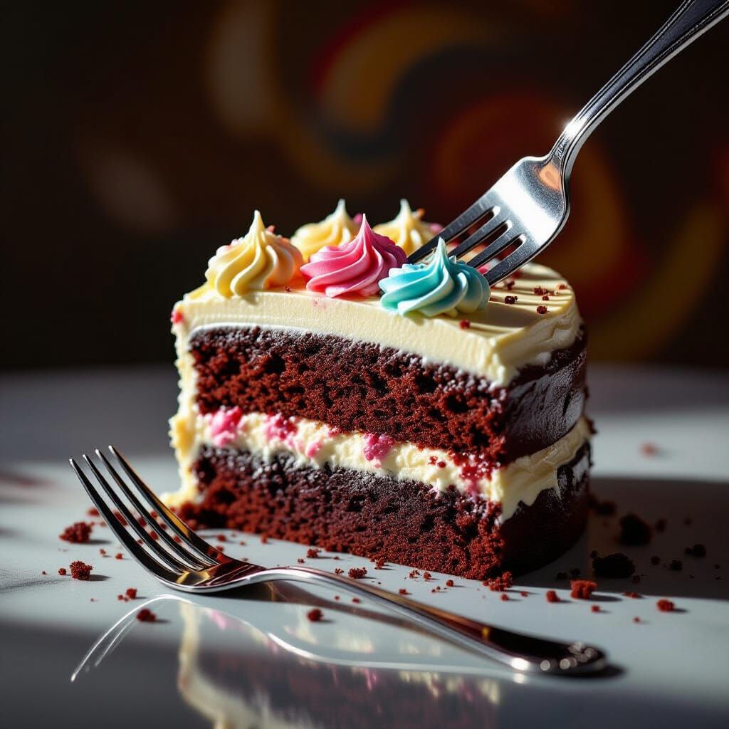 Hyper-Realistic Chocolate Cake Escapes Fork