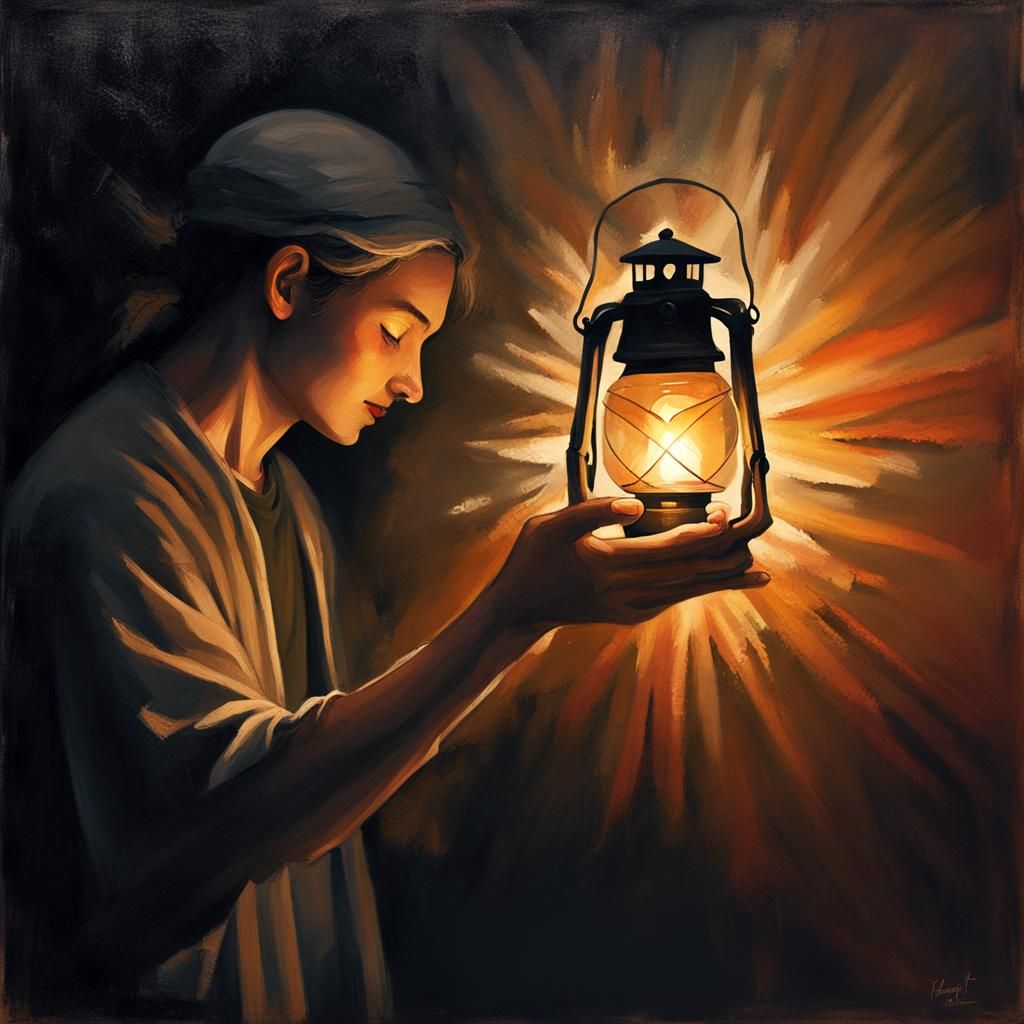 Ethereal Lantern Lighting in Dark Room