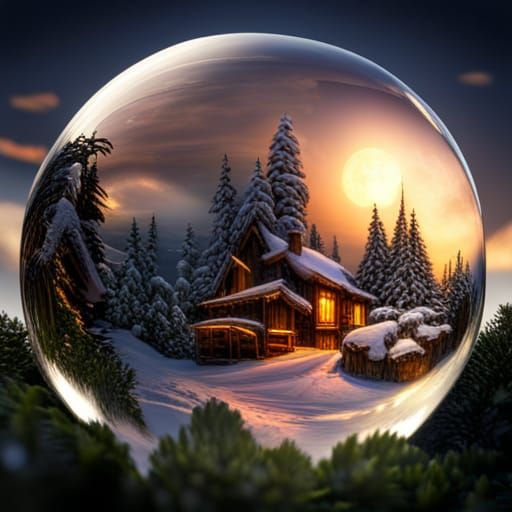 Christmas Landscape Inside Crystal Ball: Hyperrealistic HDR ...