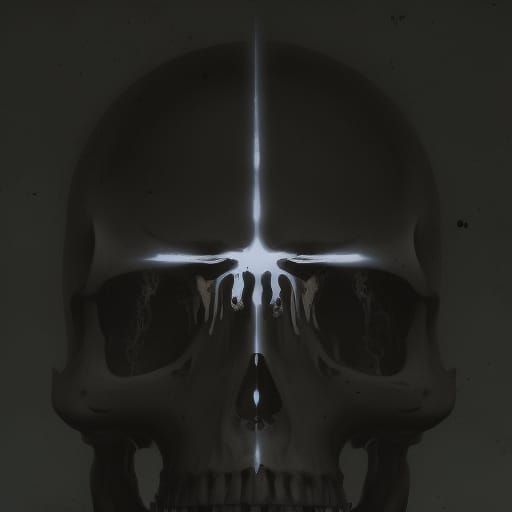 Tropical Beach Skull Sunset in Dark Fantasy Style