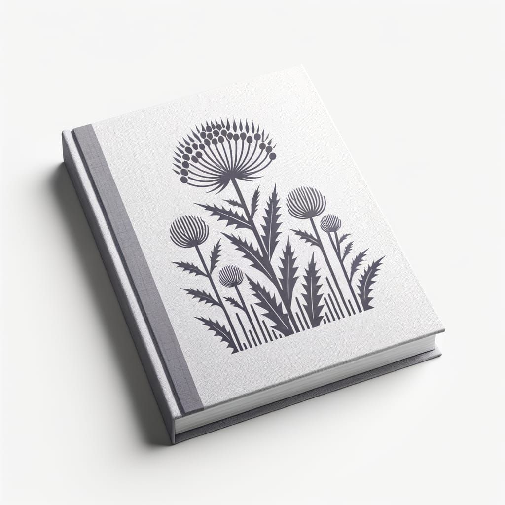 Minimalist Cirsium Plant Illustration for Haiku Book Cover