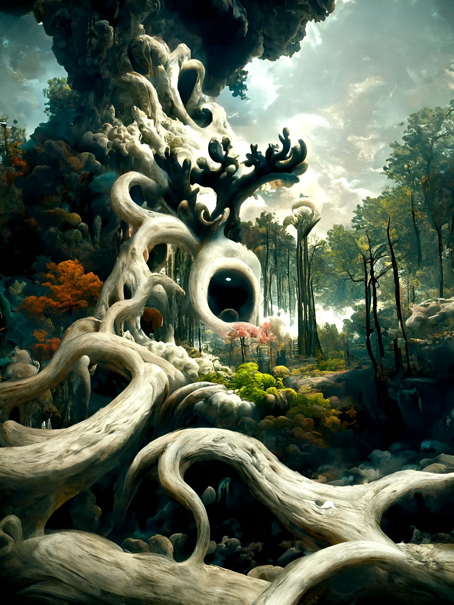Enigmatic Evil Forest: Surreal Horror Art