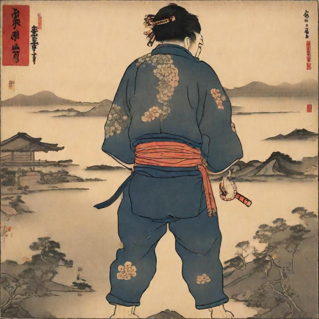 Ukiyo-e Ninja Displaying Back Tattoo