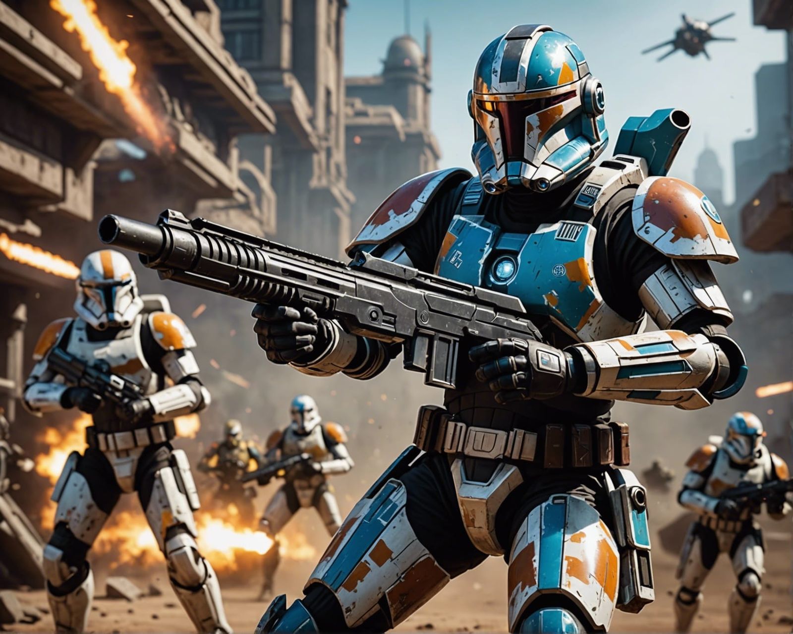 Clone Commando in Detailed Battle Scene