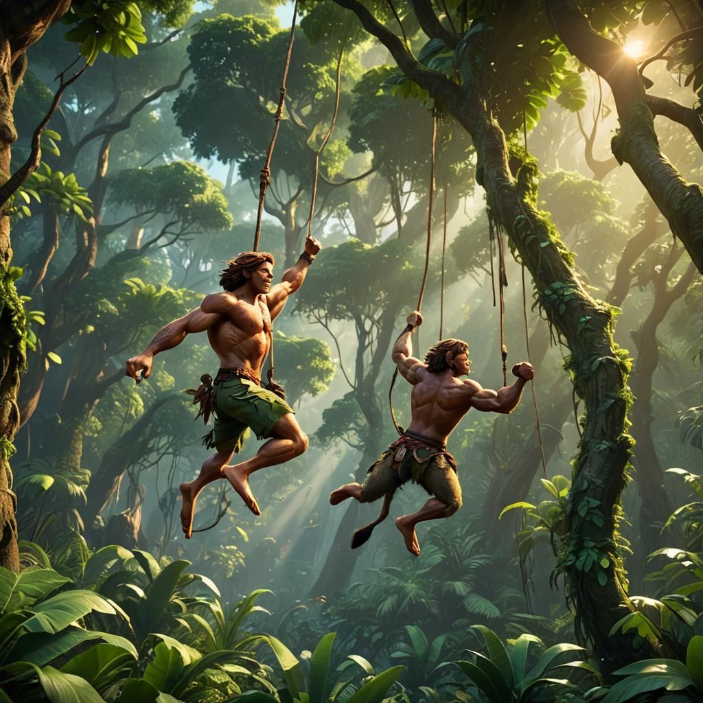 Tarzan Swings Through Jungle: Pixar-Style 3D Art