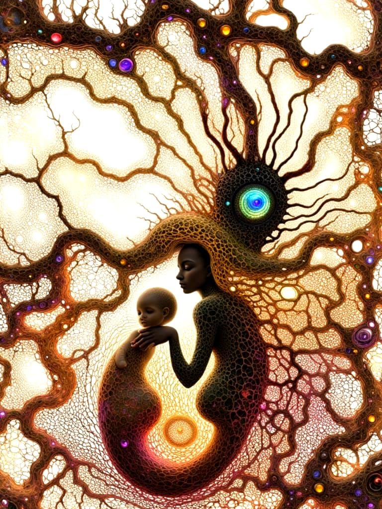 Divine Elven Child with Web-Eared Doll