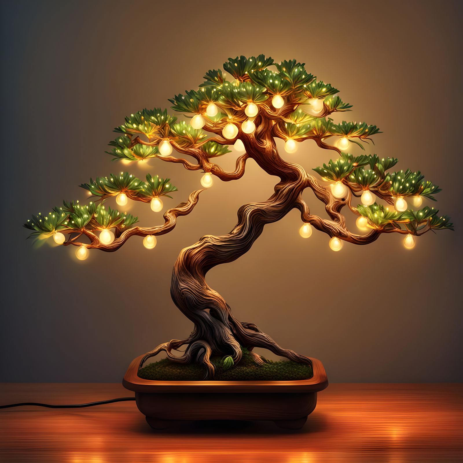 Bonsai Tree Living Lamp with Twinkling Lights