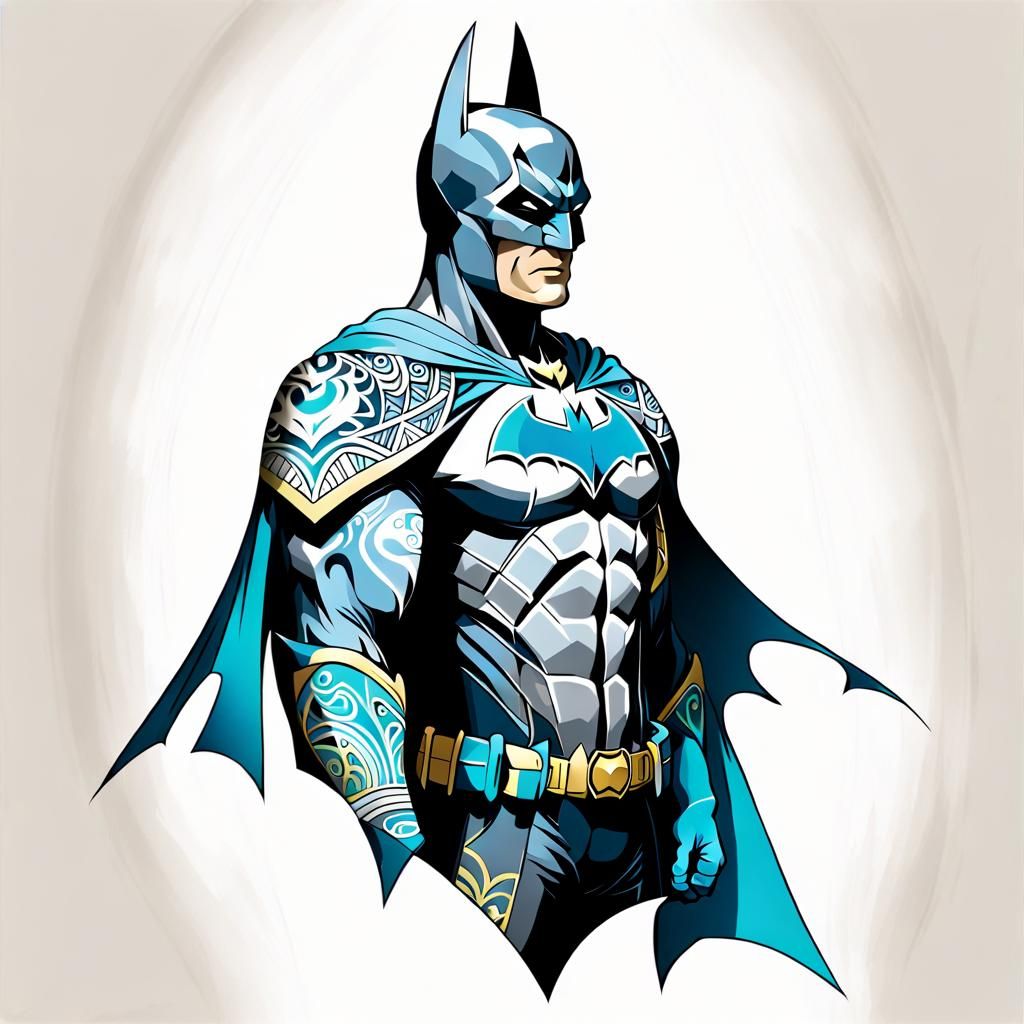 Batman Maori Tattoo Silhouette Coloring Page