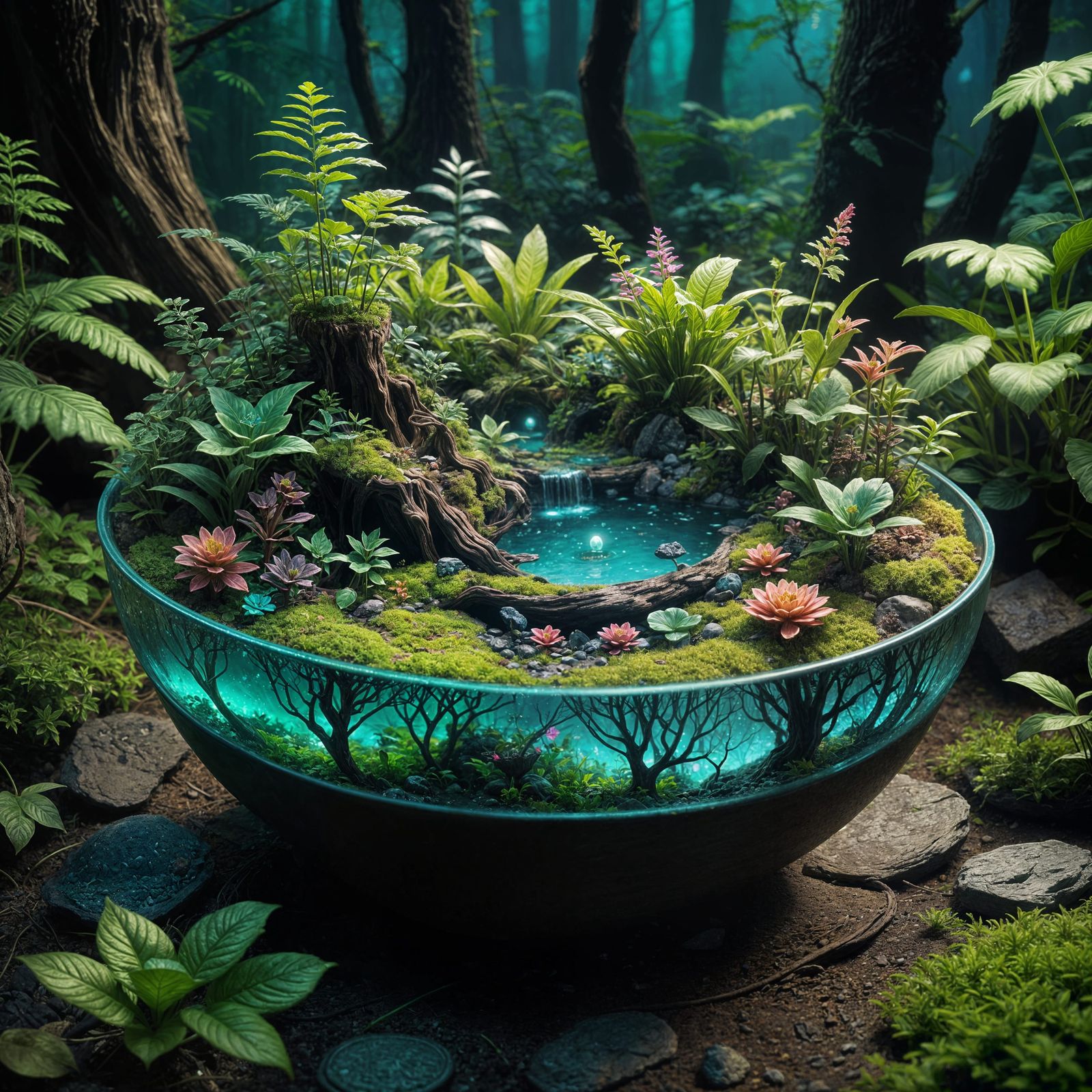 Bioluminescent Forest Miniature Garden: Detailed Matte Paint...