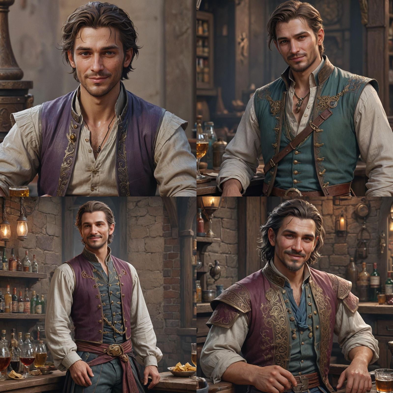 Drunk Fantasy Merchant Portrait in Digital Art Style