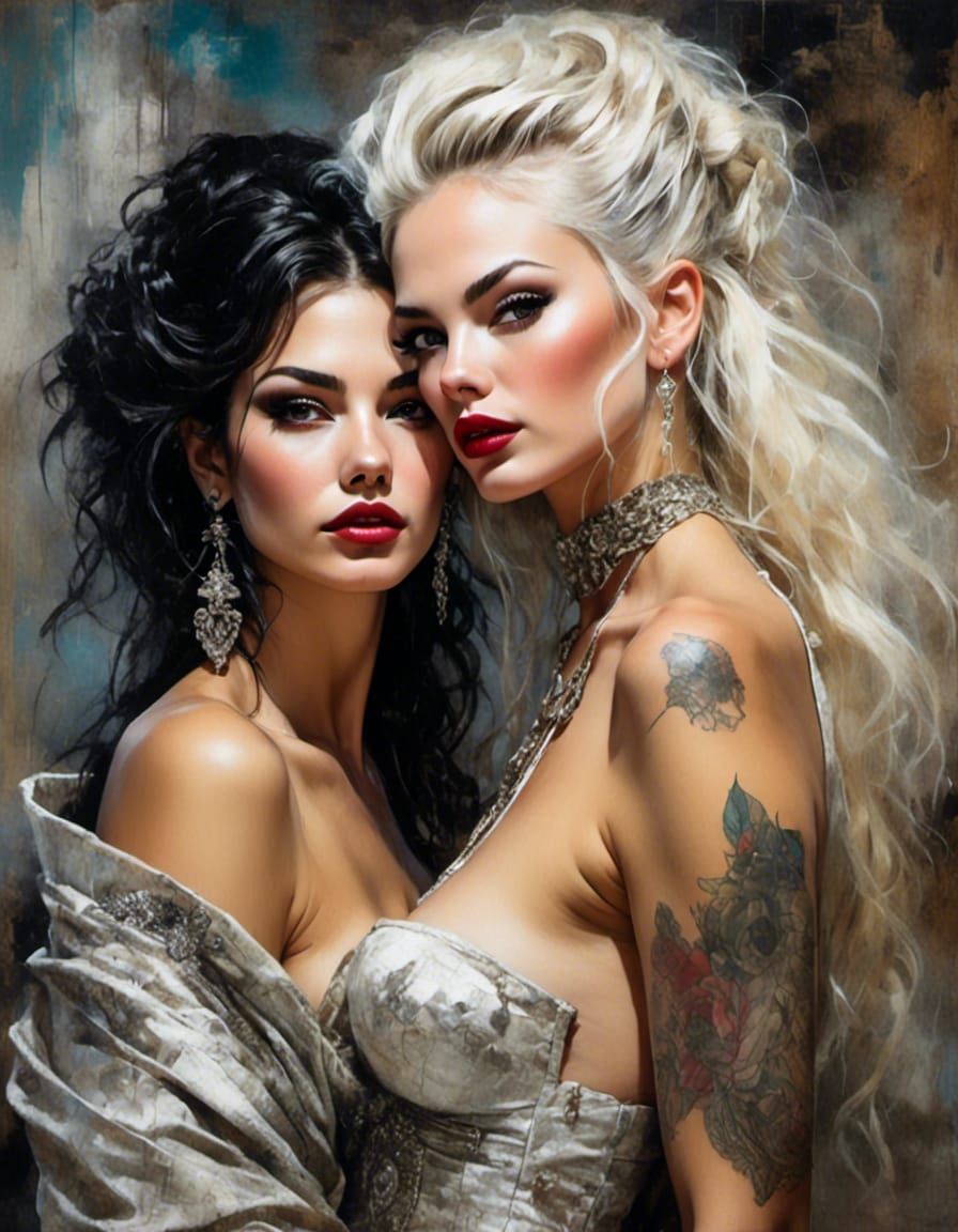 Ornate Witchy Fantasy Wedding Portrait in Maximalist Style