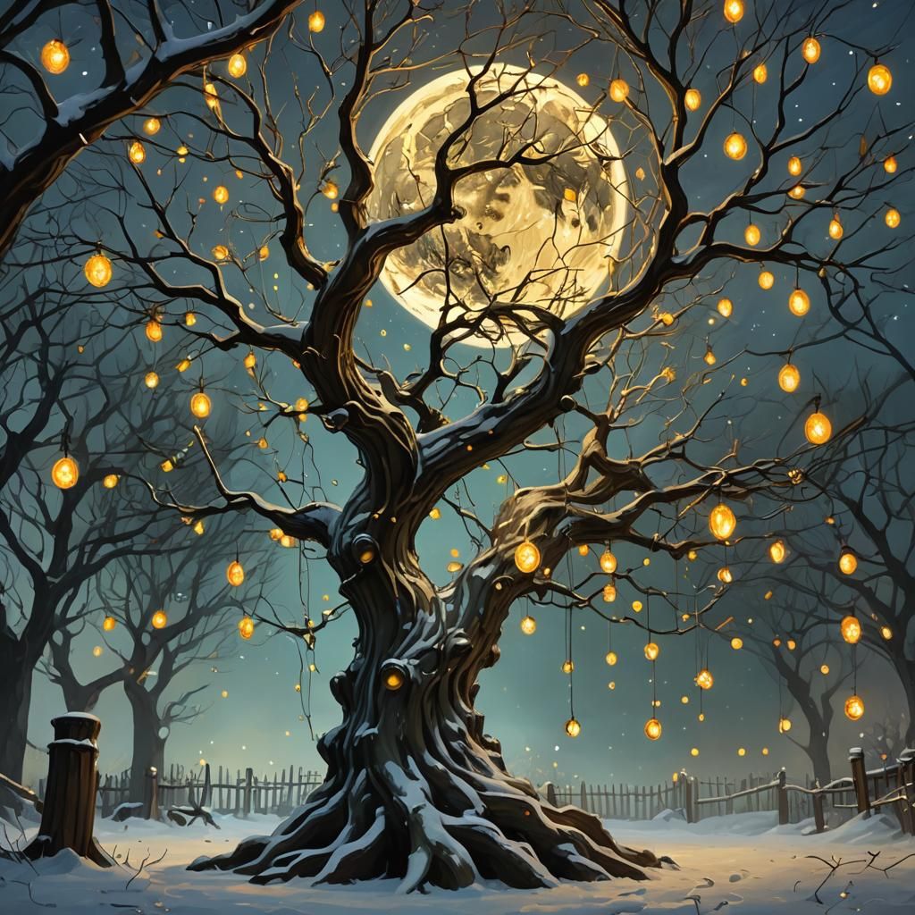 Surreal Tree of Wisdom in Van Gogh Style