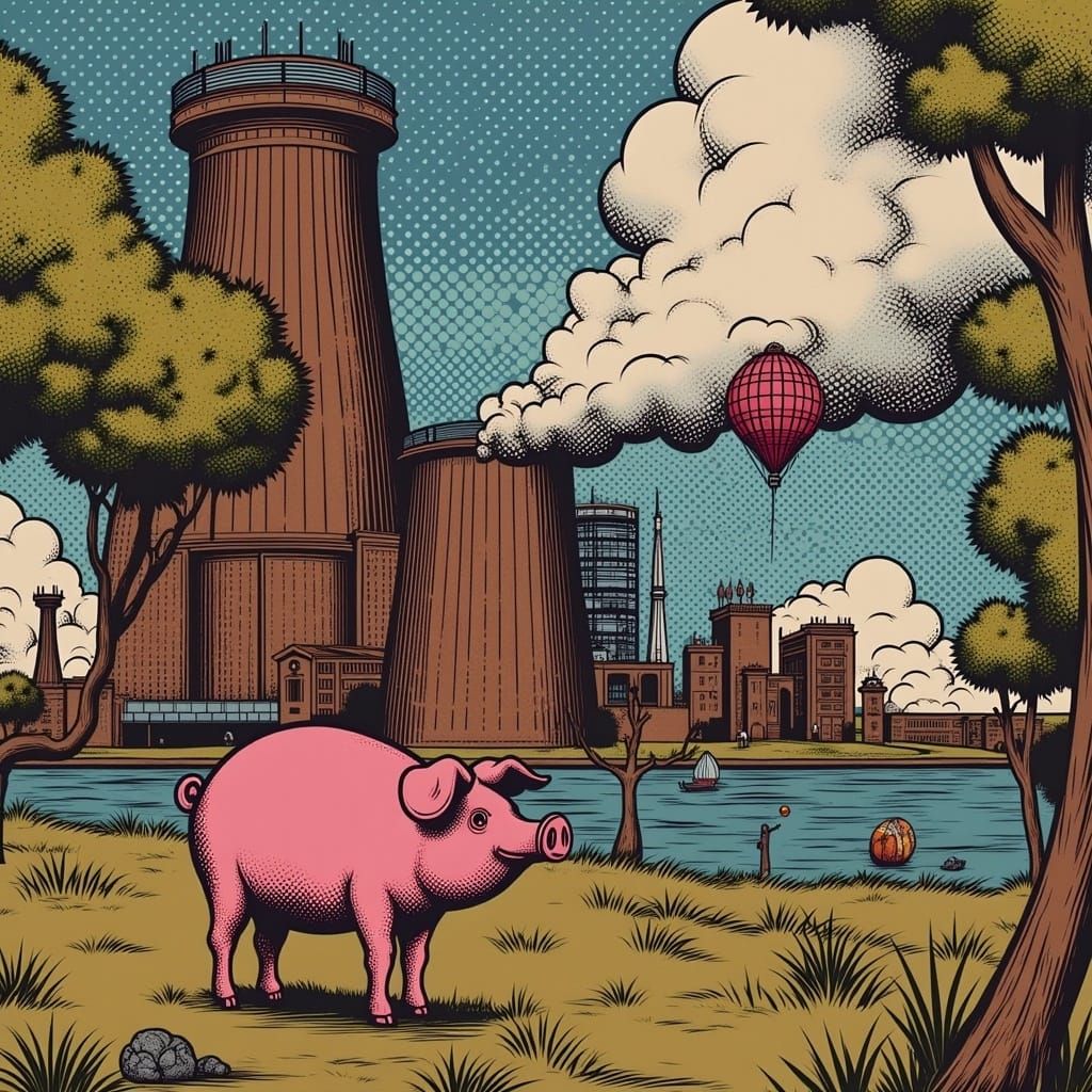 Battersea Power Station in Underground Comix Style