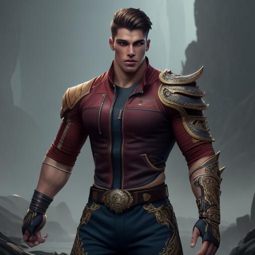 Handsome Teenage Wrestler in Detailed Matte Painting