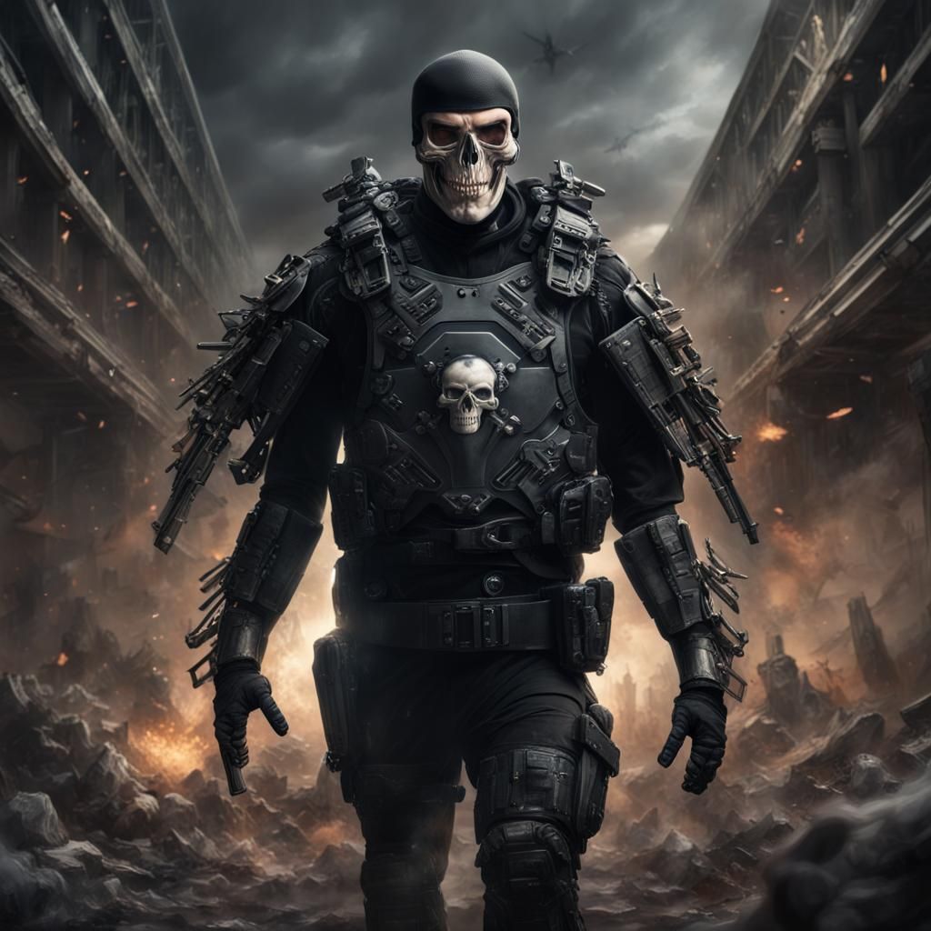 Menacing Superhero Rending Foe in Digital Matte Painting