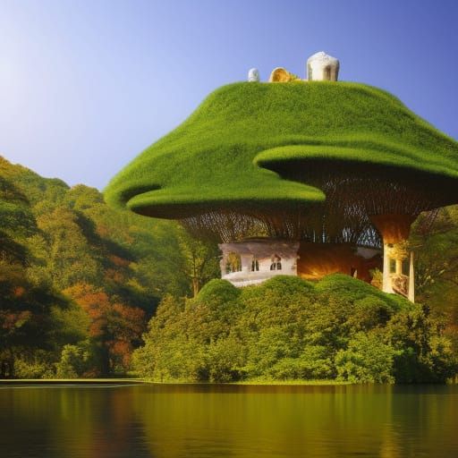 Surreal Floating Islands with Mythical Creatures