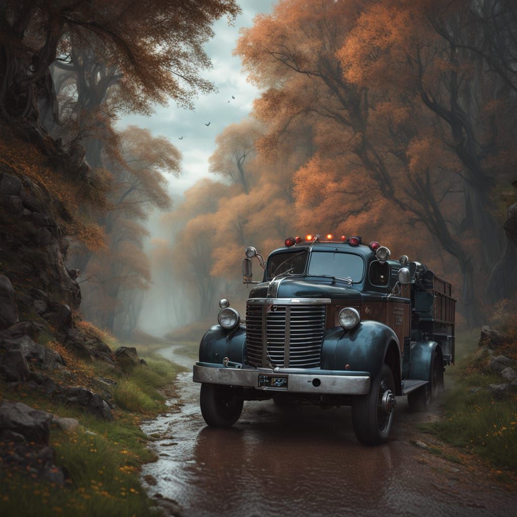 Romantic Rainy Day Stroll in a Fantastical Landscape