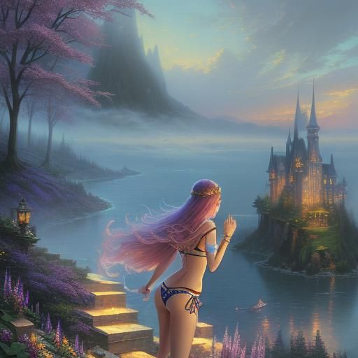 Ethereal Bikini Girl in Luminist Fantasy Style
