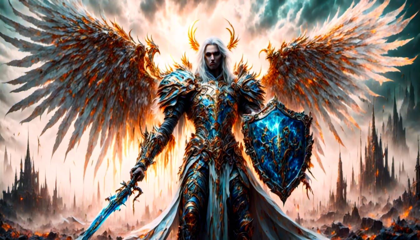 Fallen Aasimar paladin of vengeance