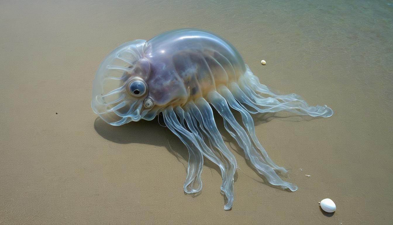 Translucent Horse Creature on a Fantasy Beach