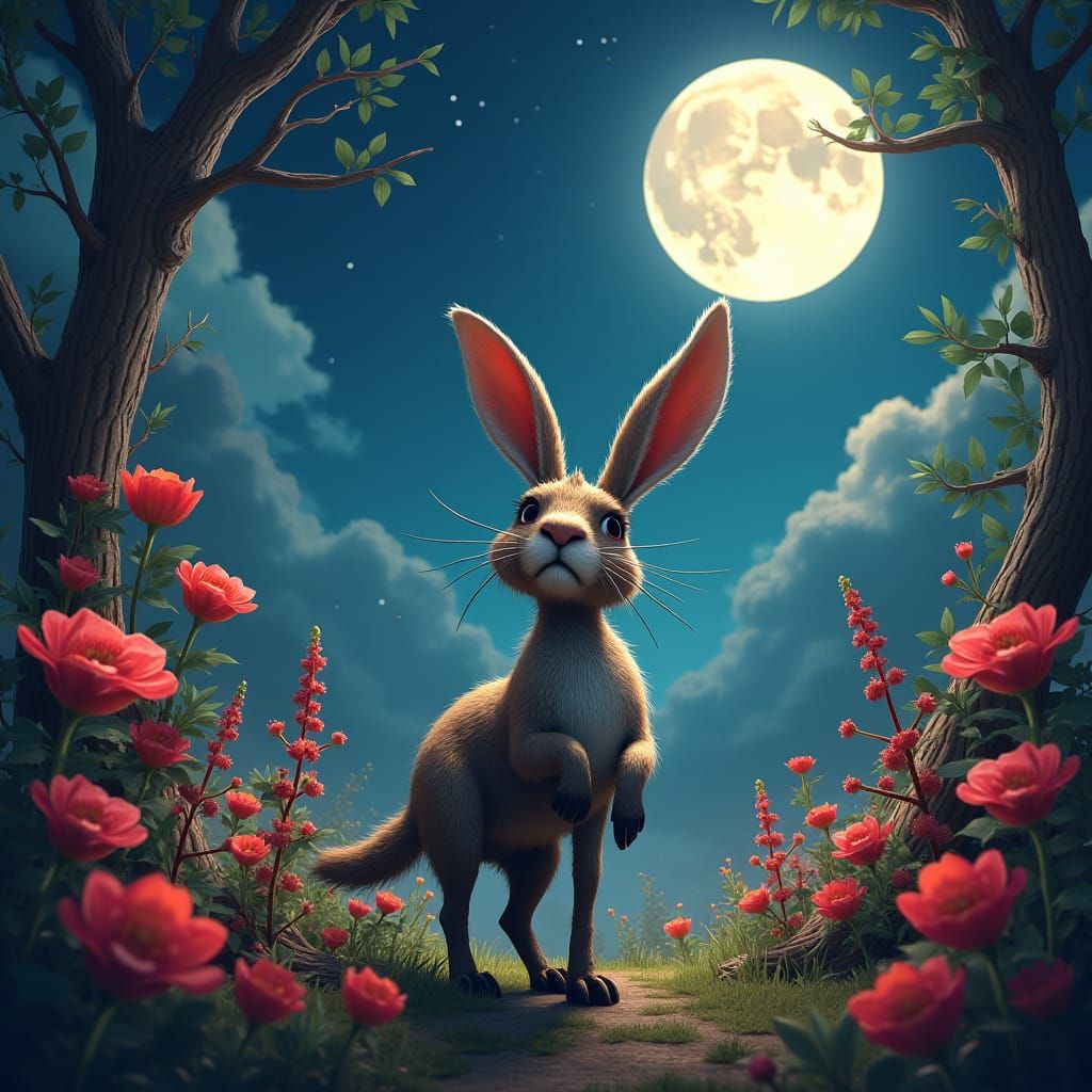 Adventurous Fox in Magical Landscape, Matte Painting Style