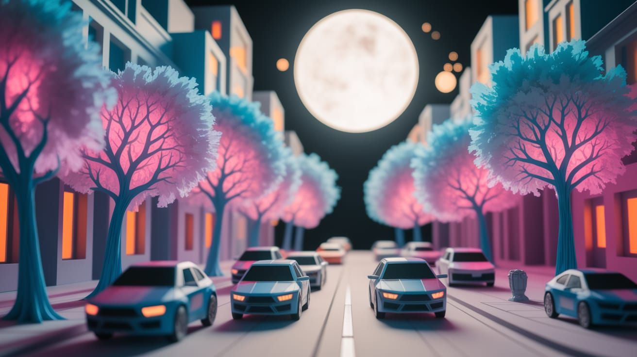 Cyberpunk City Blooms Under Moonlight