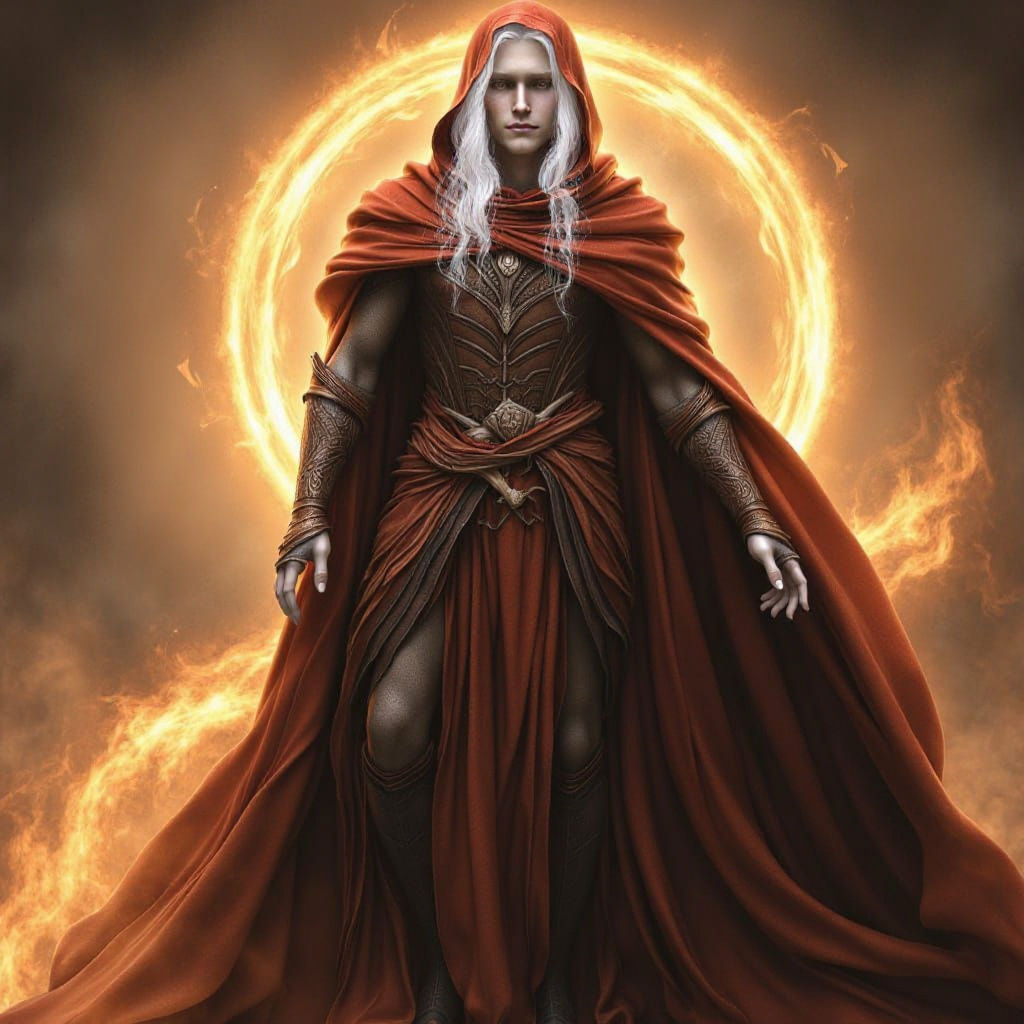 Fiery Sorcerer Portrait in Epic Fantasy Style