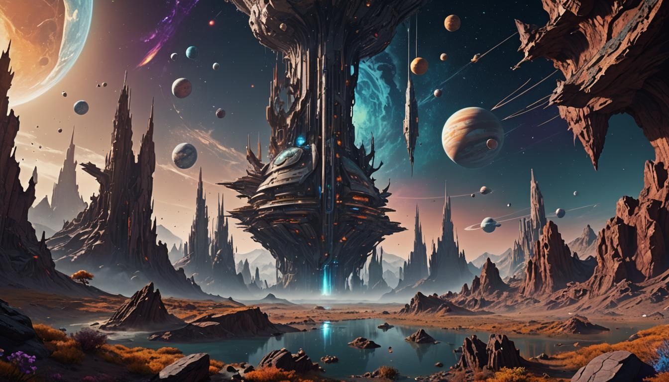 Fantastical Outer Space Matte Painting in Deep Color