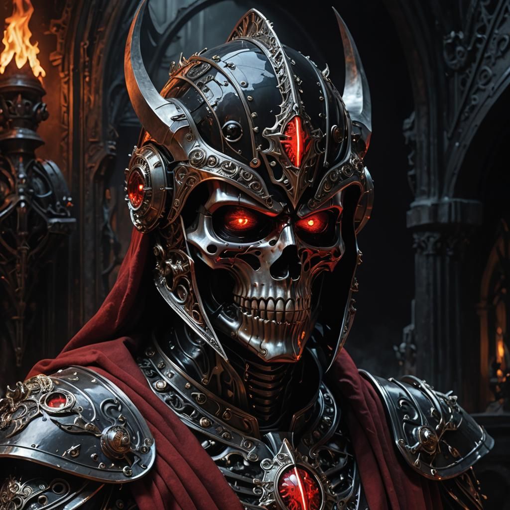 Demon Knight in Dark Fantasy Biomechanical Style