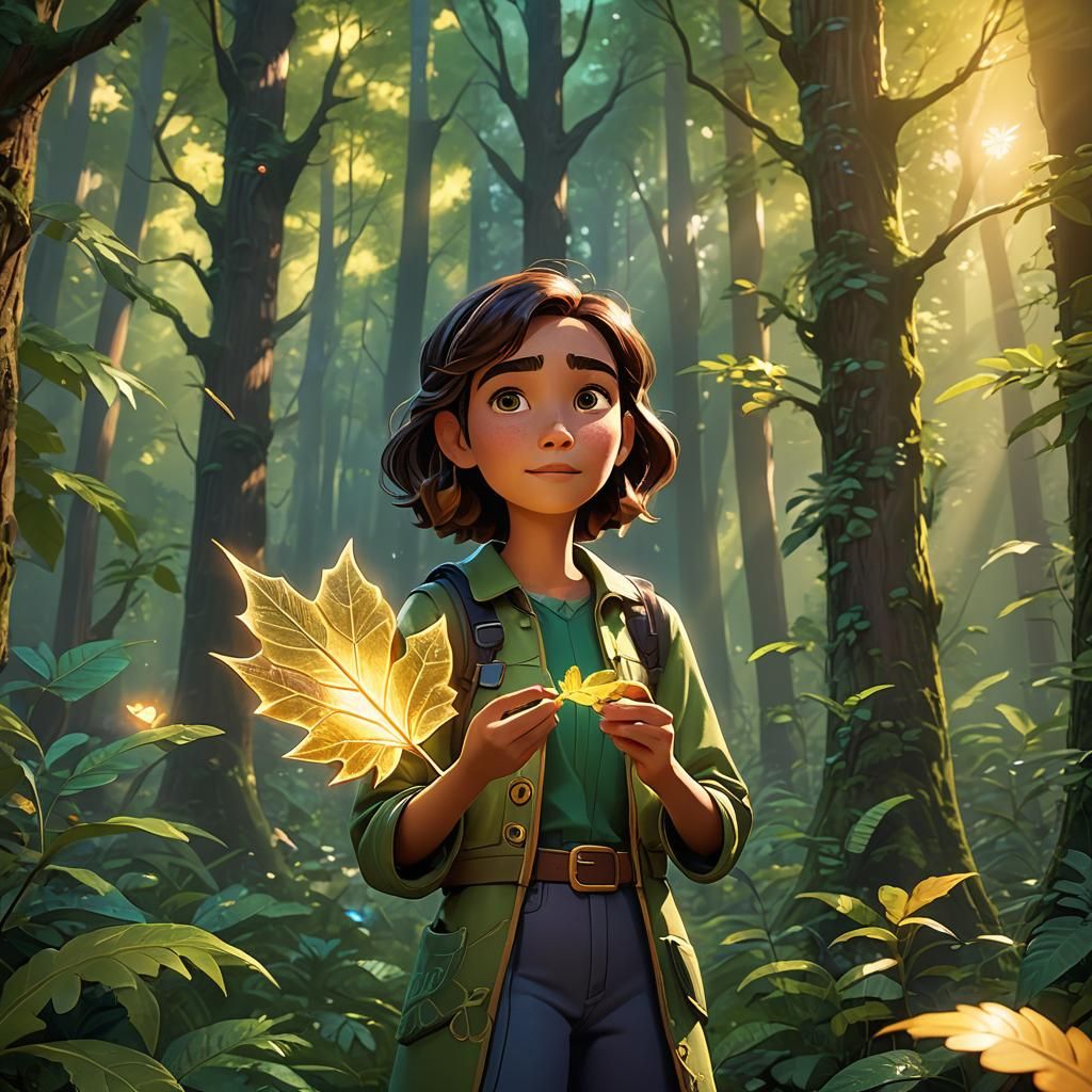 Pixar-Inspired Fantasy in Vibrant Forest Scene
