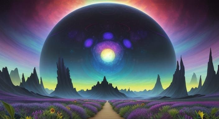 Ethereal Alien Landscape with Strange Creatures