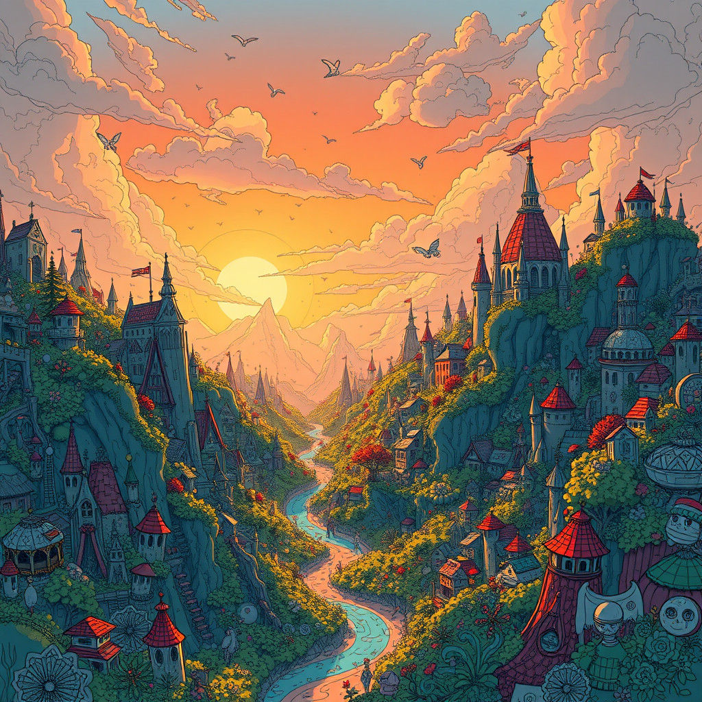 Fantastical Doodle World Concept Art in Unreal Engine