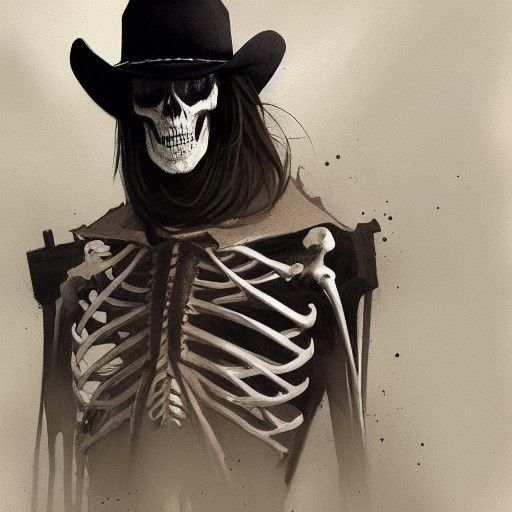 Sinister Skeleton Cowboy in Dark Style