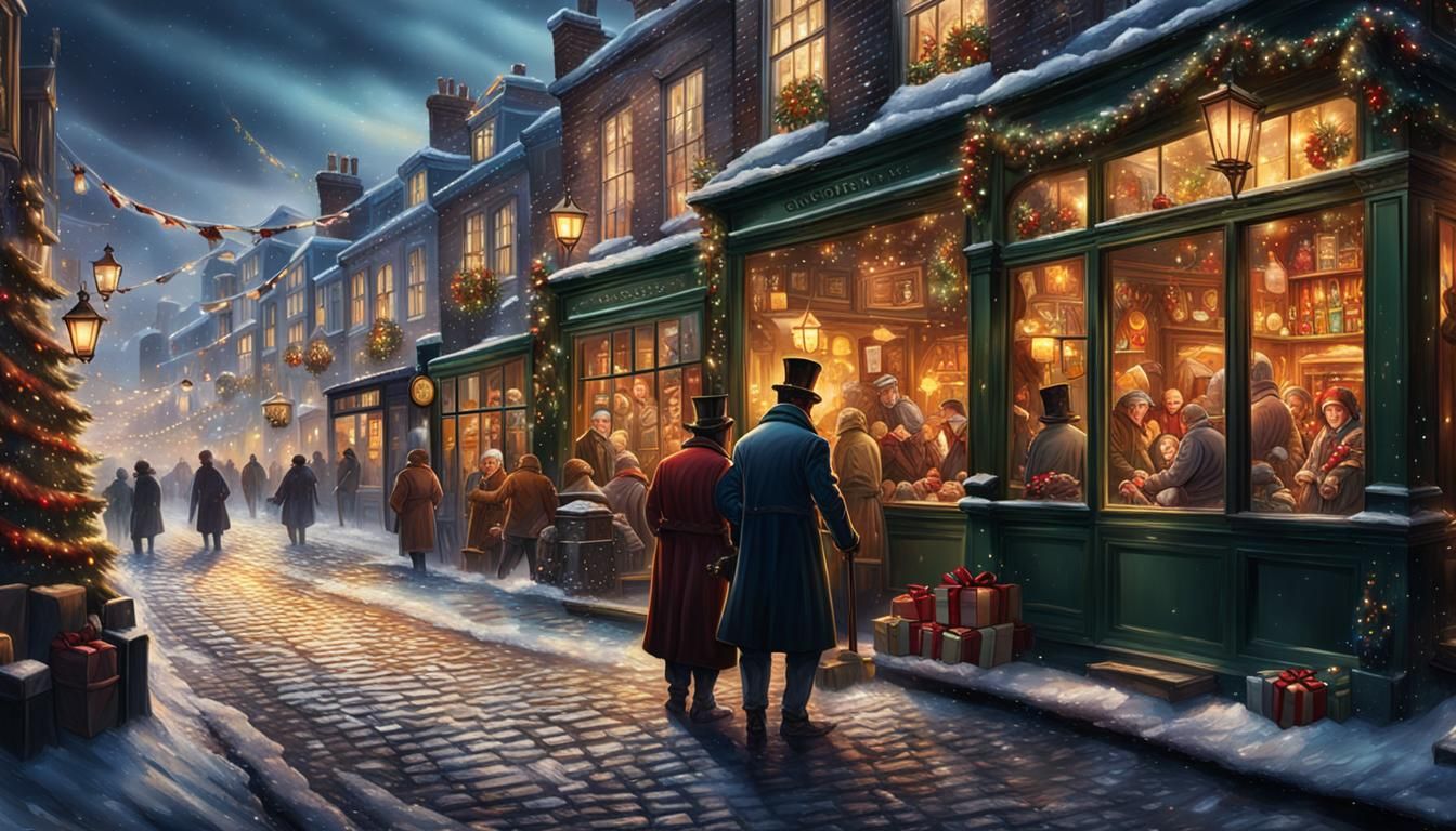 Victorian Christmas Joy in Hyperrealistic Style