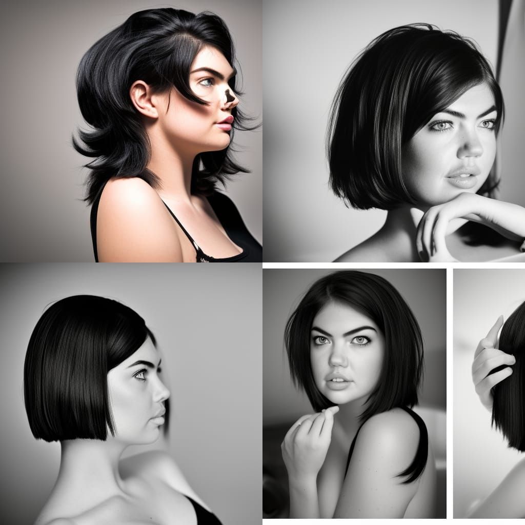 Woman with Black Bob Hairstyle in Bathtub