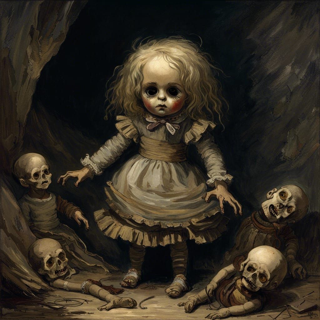 Scary Doll in Gothic Horror Style