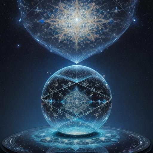 Shimmering Constellational Sculpture in Oil Painting